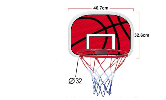 4 לוח כדורסל ביתי לתלייה על דלת או קיר​, כולל כדור
