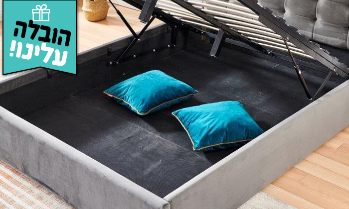 4 מיטה זוגית מרופדת עם ארגז מצעים Divani, דגם אלסינה - משלוח חינם
