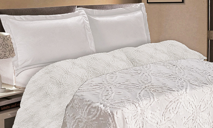 8 כיסוי מיטה 100% כותנה - מושלם גם כשמיכת קיץ או כרבולית, דגם אורורה