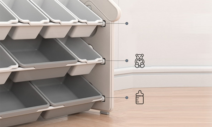 3 ארגונית צעצועים 4 קומות בעלת 12 קופסאות אחסון MiniMaxx