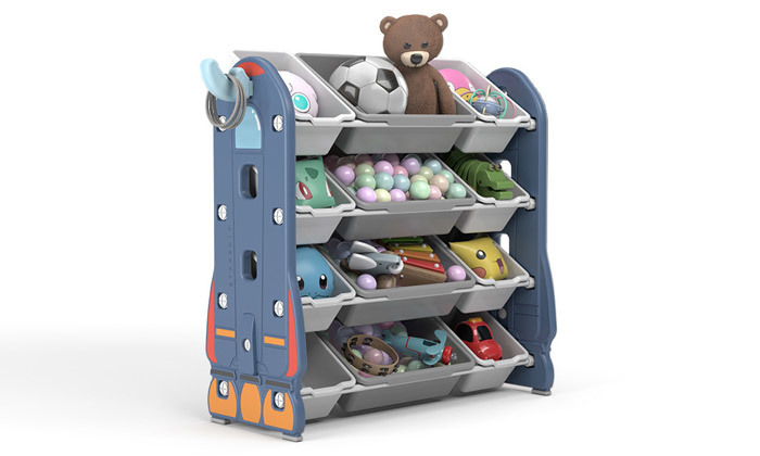 6 ארגונית צעצועים 4 קומות בעלת 12 קופסאות אחסון MiniMaxx