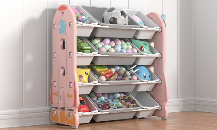 5 ארגונית צעצועים 4 קומות בעלת 12 קופסאות אחסון MiniMaxx