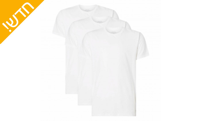 2 מארז 3 חולצות טי שירט לגברים קלווין קליין Calvin Klein בצבע לבן