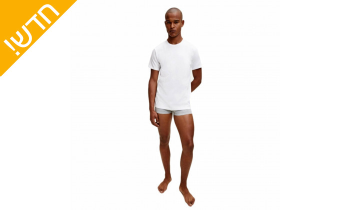 4 מארז 3 חולצות טי שירט לגברים קלווין קליין Calvin Klein בצבע לבן