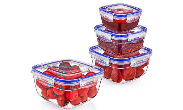 4 סט 8/12 קופסאות אחסון מזון Lock & Fresh