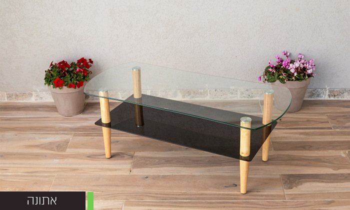 8 שולחן סלון עם משטח זכוכית מחוסמת Panda Style