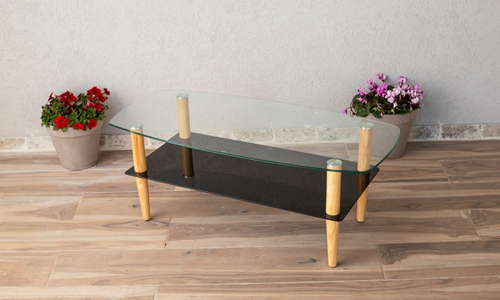 9 שולחן סלון עם משטח זכוכית מחוסמת Panda Style
