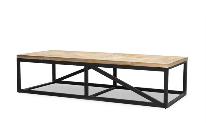 3 ביתילי: שולחן סלון מלבני עשוי עץ בוקיצה ממוחזר 