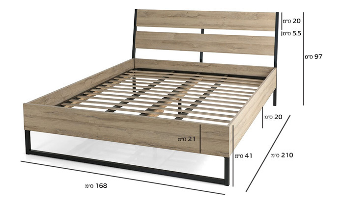 5 שמרת הזורע: מיטה זוגית ושידות צד, אפשרות להוספת קומודה ומזרן