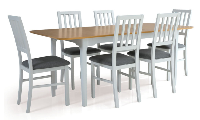 5 שמרת הזורע: שולחן אוכל נפתח דגם 'קשת' עם 4/6 כיסאות דגם 'אלבינו'
