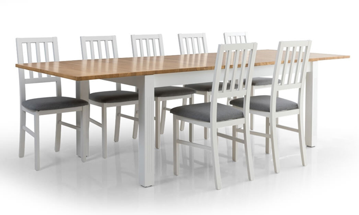 3 שמרת הזורע: שולחן אוכל נפתח דגם 'קוליסאום' עם 6 כיסאות דגם 'אלבינו'