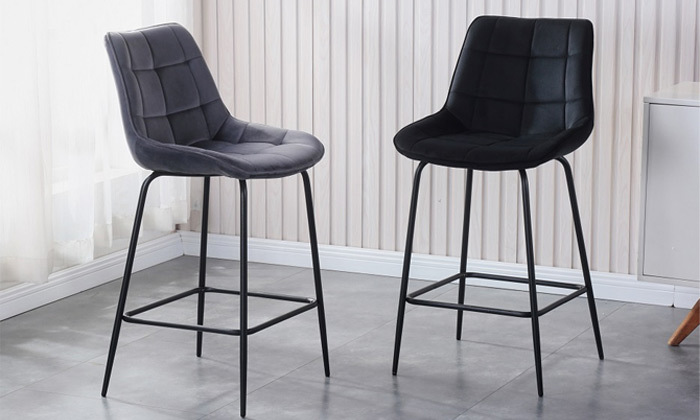 2 כיסא בר בריפוד קטיפה