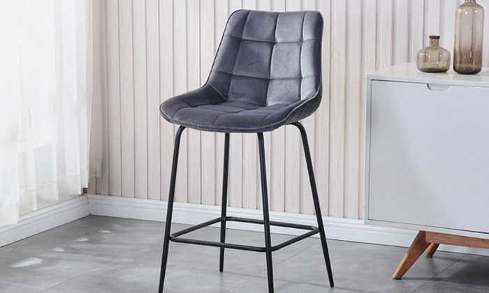 3 כיסא בר בריפוד קטיפה