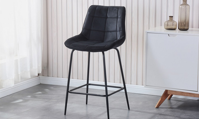 4 כיסא בר בריפוד קטיפה