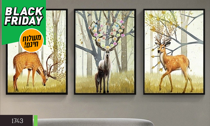 13 סט תמונות ממוסגרות במבחר דגמים לעיצוב הבית - משלוח חינם