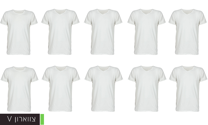 3 מארז 10 חולצות טי 100% כותנה בצבע לבן לגברים
