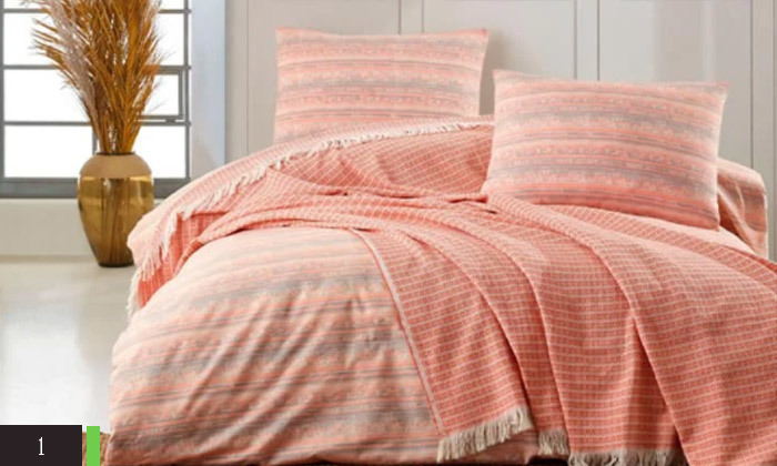 3 כיסוי מיטה זוגי 100% כותנה דגם לורן