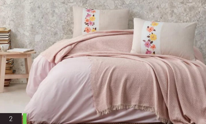 4 כיסוי מיטה זוגי 100% כותנה דגם לורן
