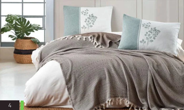 6 כיסוי מיטה זוגי 100% כותנה דגם לורן