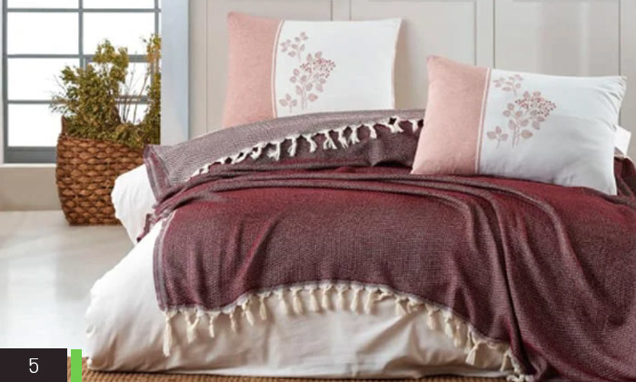 7 כיסוי מיטה זוגי 100% כותנה דגם לורן
