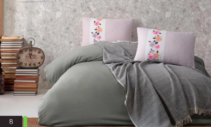 10 כיסוי מיטה זוגי 100% כותנה דגם לורן