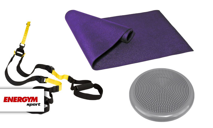 2 סט אימון עם מזרן יוגה, כרית באלאנס ורצועות אימון - משלוח חינם