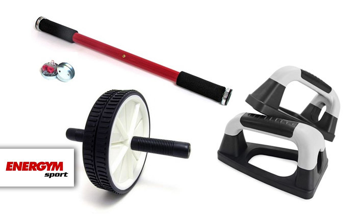 2 סט אימון עם מוט מתח, גלגל בטן וידיות לשכיבות סמיכה - משלוח חינם