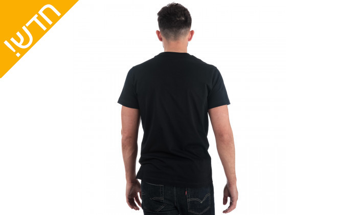 4 חולצה לגבר 100% כותנה דיזל DIESEL בצבע שחור עם לוגו