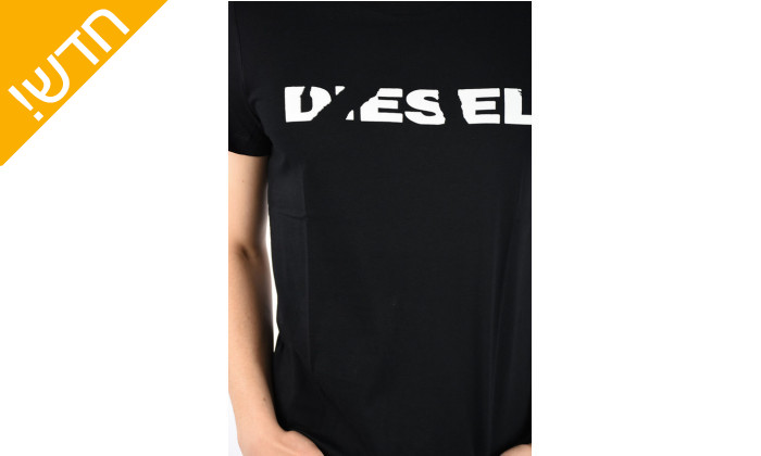 5 חולצה לגבר 100% כותנה דיזל DIESEL בצבע שחור עם לוגו