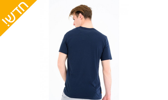 4 חולצת טי שירט בצבע כחול 100% כותנה לגברים טימברלנד TIMBERLAND