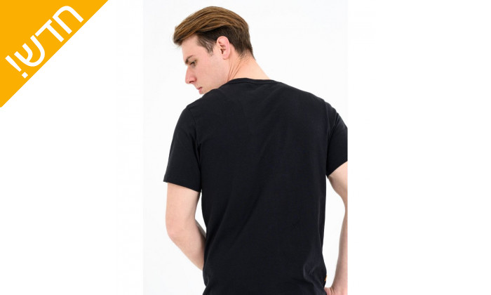 4 חולצת טי שירט בצבע שחור 100% כותנה לגברים טימברלנד TIMBERLAND