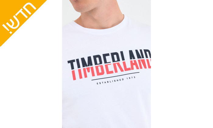 5 חולצת טי שירט בצבע לבן 100% כותנה טימברלנד לגברים TIMBERLAND