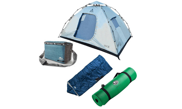3 ערכת קמפינג GO NATURE: אוהל, שק שינה, מזרן שטח וצידנית