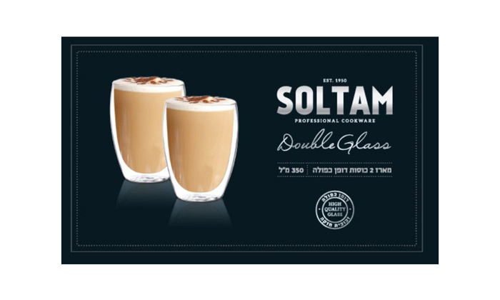 3 סולתם SOLTAM: סט 6 כוסות זכוכית 350 מ"ל עם דופן כפולה