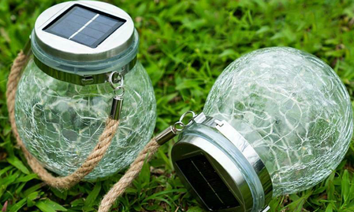 3 מנורת כד זכוכית סולארית ושרשרת נורות LED