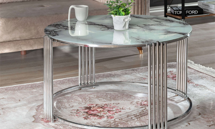 2 שולחן סלון עגול בקוטר 80 ס"מ - דגמים לבחירה