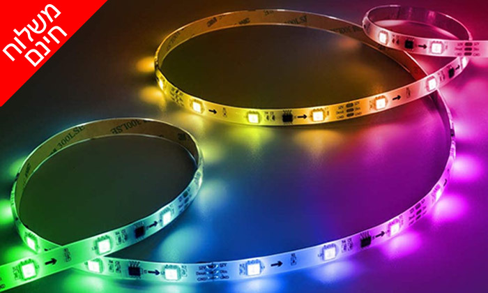 1 רצועת אורות LED צבעוניים במבחר גדלים עם שלט רחוק - משלוח חינם