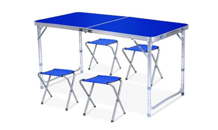 4 שולחן פיקניק מתקפל מאלומיניום עם 4 כיסאות