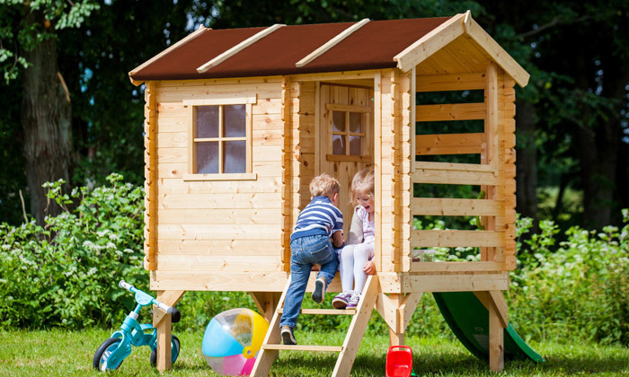 בית משחק מעץ מלא עם מגלשה לילדים Garden Top