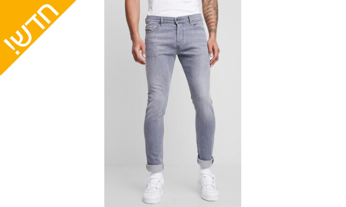 3 מכנסי ג'ינס לגבר דיזל DIESEL דגם D-LUSTER בצבע אפור בהיר באורך 34