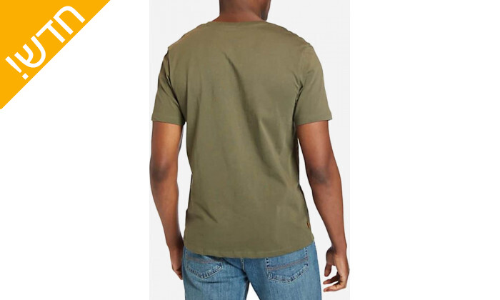 4 חולצת טישרט כותנה לגבר טימברלנד Timberland בצבע חאקי