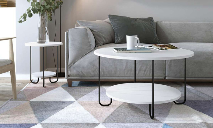 3 שולחן סלון עגול דגם Corro coffe, סדרת Decoline - צבעים לבחירה