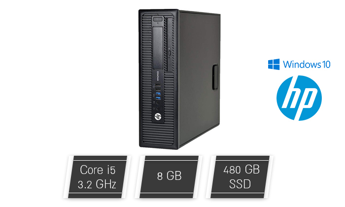 2 מחשב נייח מחודש HP דגם 800 G1 מסדרת EliteDesk עם זיכרון 8GB ומעבד i5 