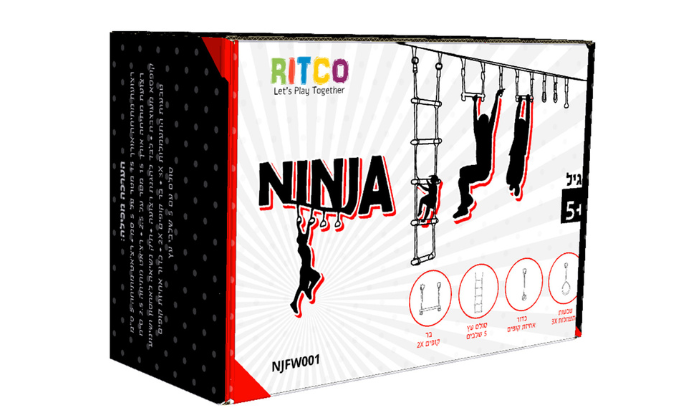 5 סט אימון נינג'ה לילדים Ritco עם סולם חבלים, טבעות, מאנקי בר ועוד