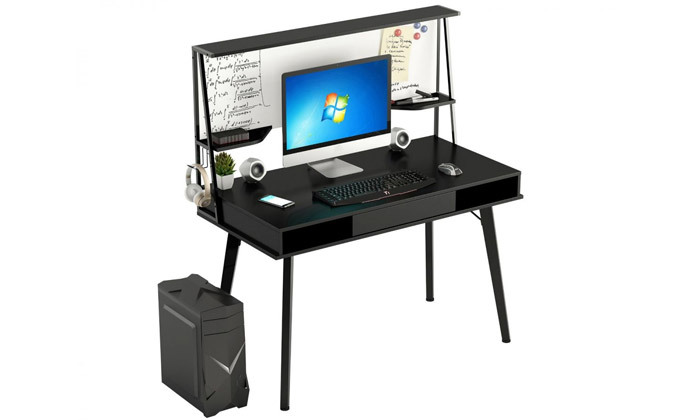 4 ד"ר גב: שולחן מחשב שחור ברוחב 127 ס"מ