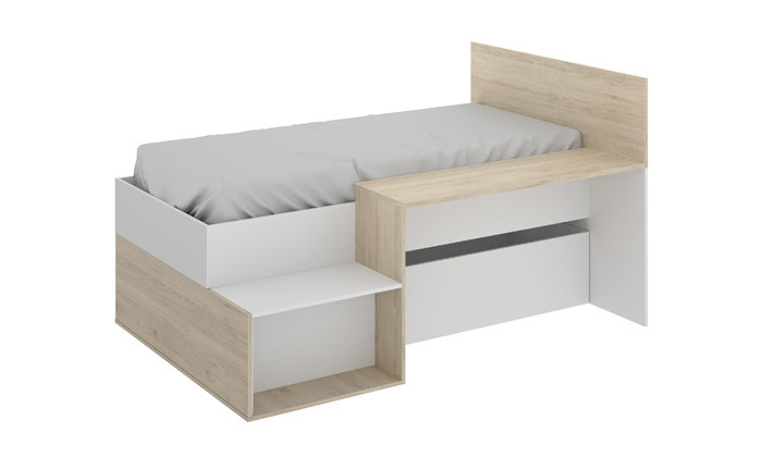 5 מיטת יחיד עם שולחן כתיבה ותאי אחסון HOME DECOR דגם מרטיני, אופציה להוספת מזרן