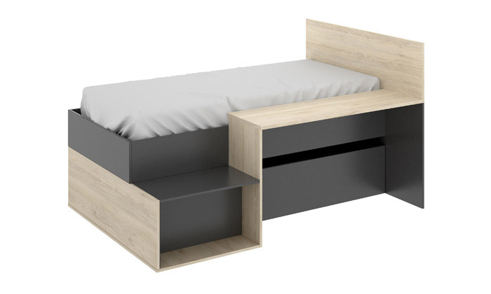 7 מיטת יחיד עם שולחן כתיבה ותאי אחסון HOME DECOR דגם מרטיני, אופציה להוספת מזרן