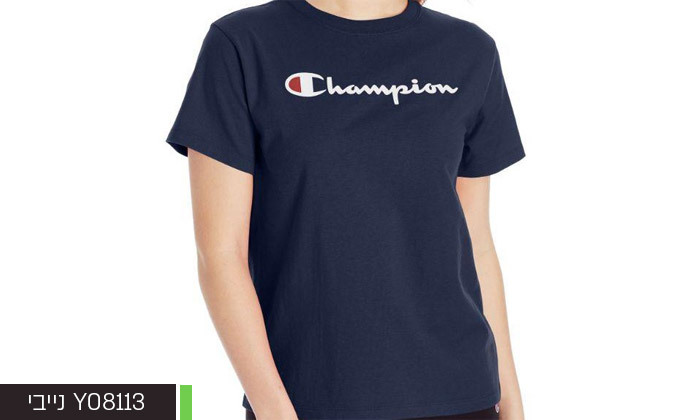 3 חולצת טי שירט מודפסת לנשים CHAMPION - צבעים ומידות לבחירה