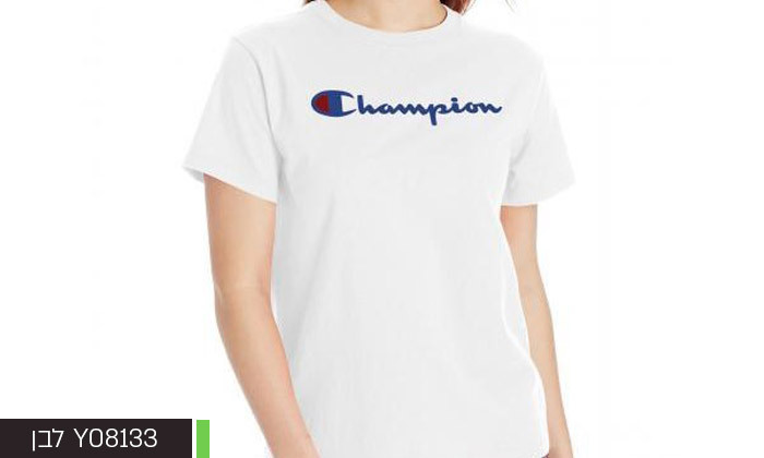 5 חולצת טי שירט מודפסת לנשים CHAMPION - צבעים ומידות לבחירה