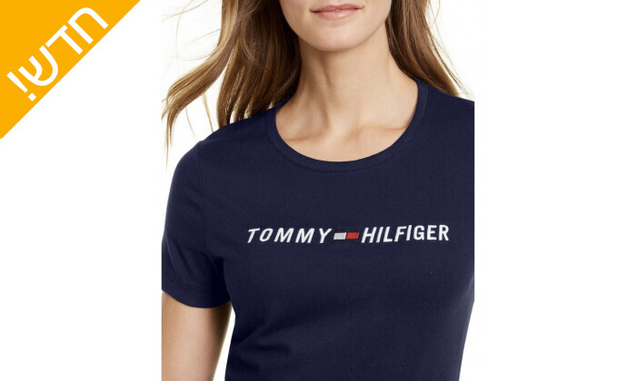 3 חולצת טי שירט בצבע כחול נייבי לנשים טומי הילפיגר Tommy Hilfiger